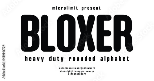 Boxer: bold, rounded, and condensed font inspired by tech and futuristic design. Includes A to Z alphabet. Great for digital, modern branding, and creative display projects.