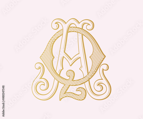 AQ, QA, logo AQ ,Letter AQ ,  Monogram AQ , Wedding Monogram, Wedding Logo, Logo Design , Monogram Vintage