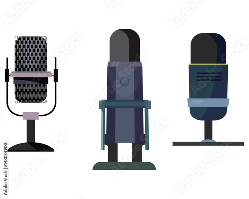 Microphone Icons set. variant microphone icon. Karaoke mic. Podcast microphone. web and mobile icons. vector illustration