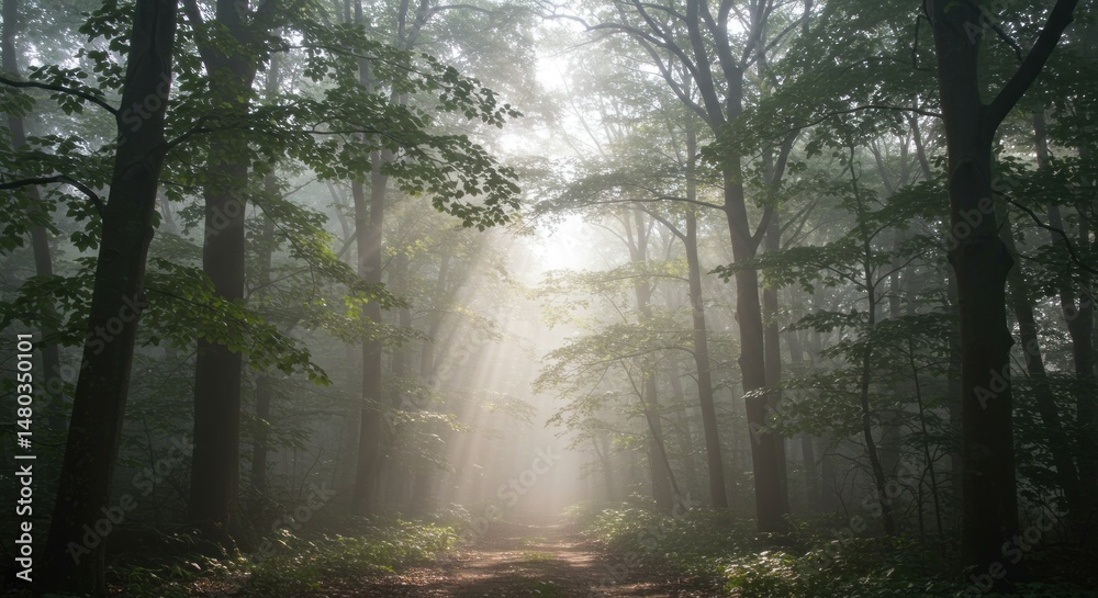 Obraz premium Forest with Sun Beams, Photos