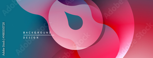 Abstract fluid shapes blend, creating vibrant gradient background. Soft curves, modern design, smooth transitions dominate composition.