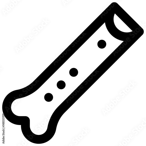 Bone flute. Editable stroke vector icon.