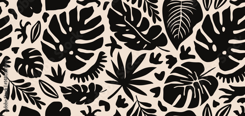 Floral seamless pattern. Abstract flowers background. Modern print in black and white background. Ideal for textile design, wallpaper, covers, posters, cards, decoration and packaging.