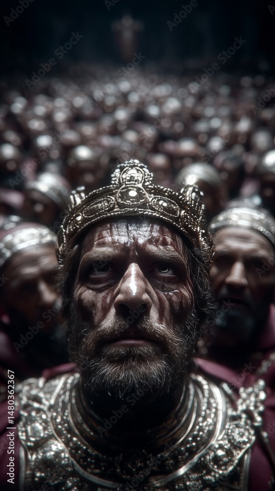 Fototapeta premium Coronation ceremony of a ruler in Imperial Rome surrounded by nobles priests
