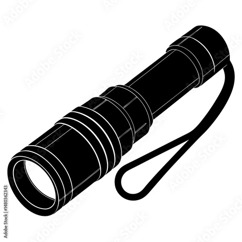 black flashlight isolated on white