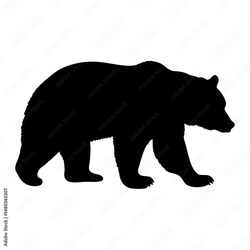 Fototapeta premium Black bear silhouette vector illustration for wildlife designs and animal graphics projects use, art