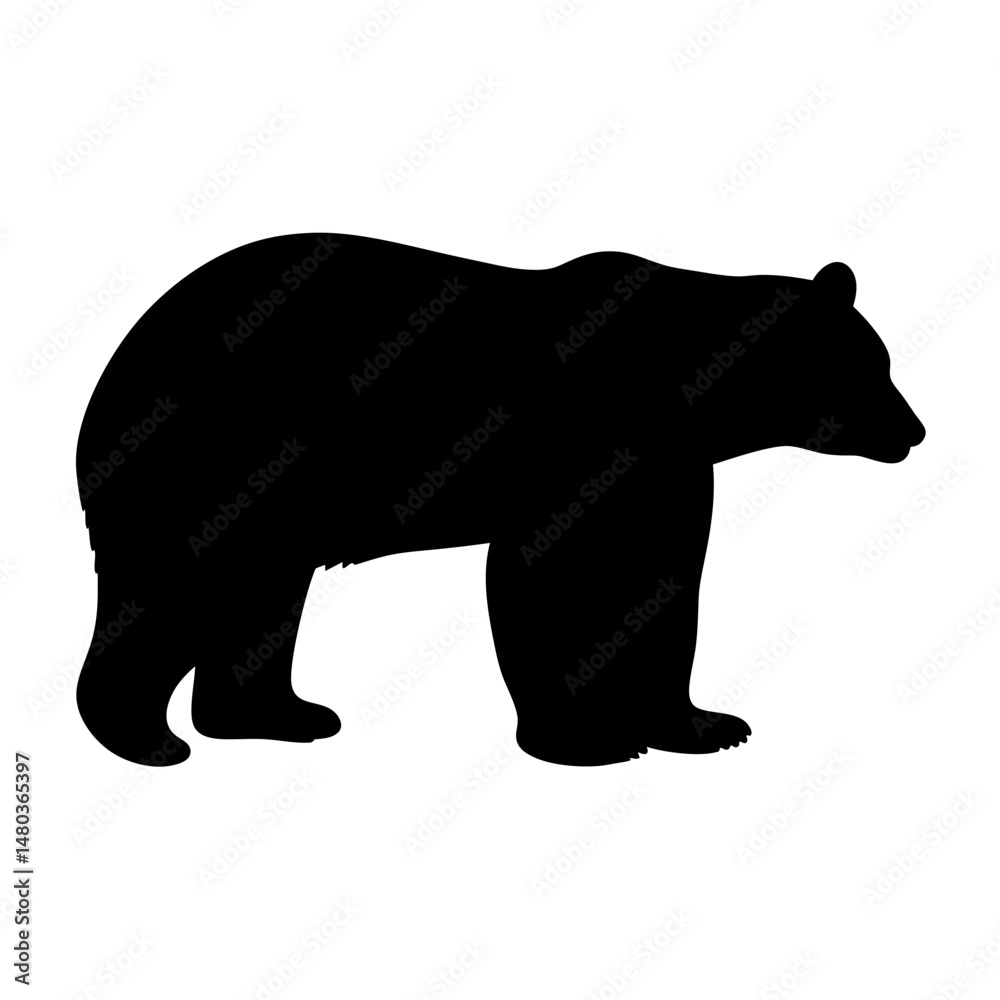 Fototapeta premium Black bear silhouette vector illustration for wildlife animal nature design and print template