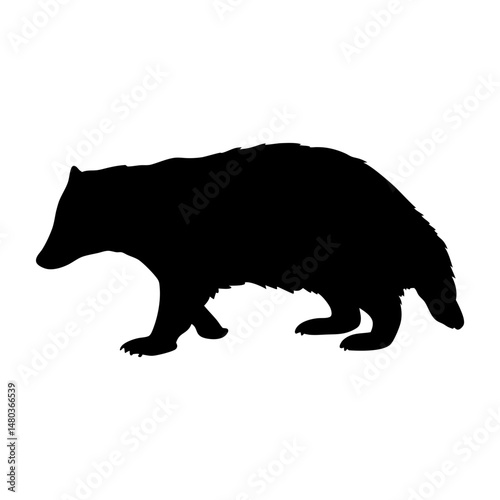 Black badger silhouette vector art illustration graphic design wildlife animal mammal eurasian badger drawing