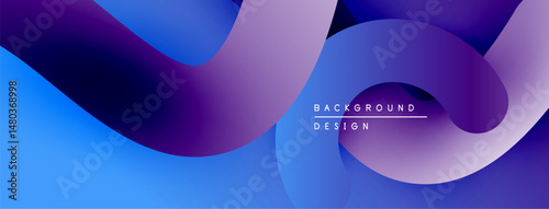 Abstract fluid shapes, vibrant blue purple gradients. Modern design element for backgrounds, presentations. Smooth curves create dynamic composition.