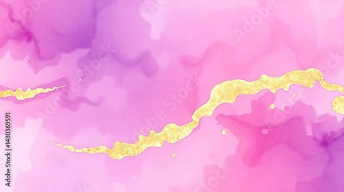 Abstract Purple Pink Gold Watercolor Texture Background