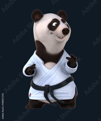Fun 3D cartoon karateka panda