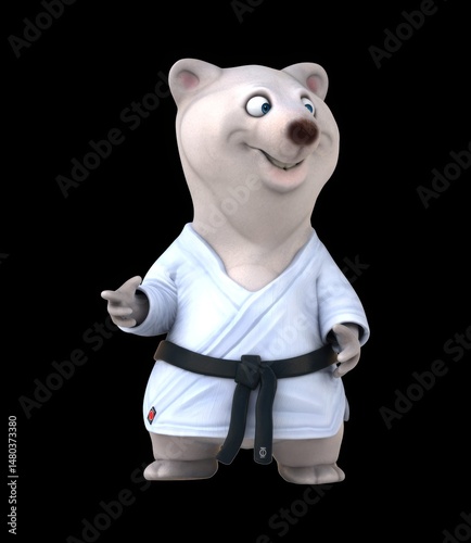 Fun 3D cartoon karateka bear