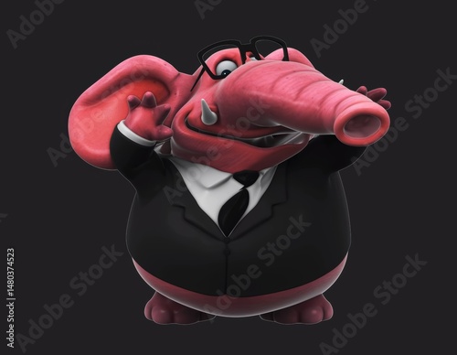 Fun 3D cartoon elephant talking