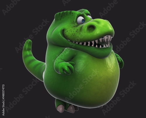 Fun 3D cartoon dino waving