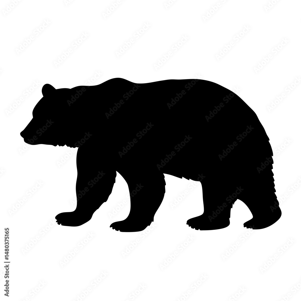 Fototapeta premium Bear silhouette vector illustration wildlife animal grizzly bear black bear walking mammal design art graphic