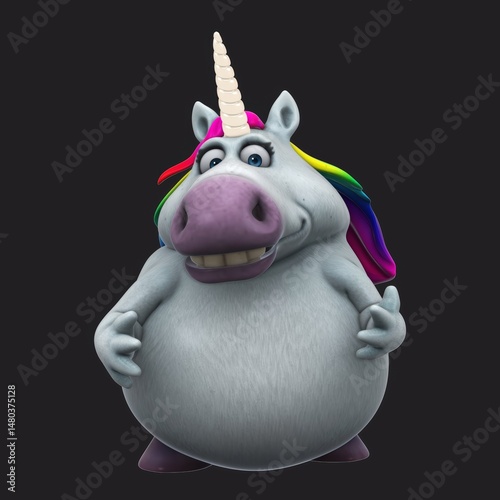 Fun 3D cartoon unicorn talking