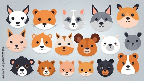 A collection of almost all dog movements. Cute dog flat design style illustration. Cute dogs vector cartoon characters set isolated on background.