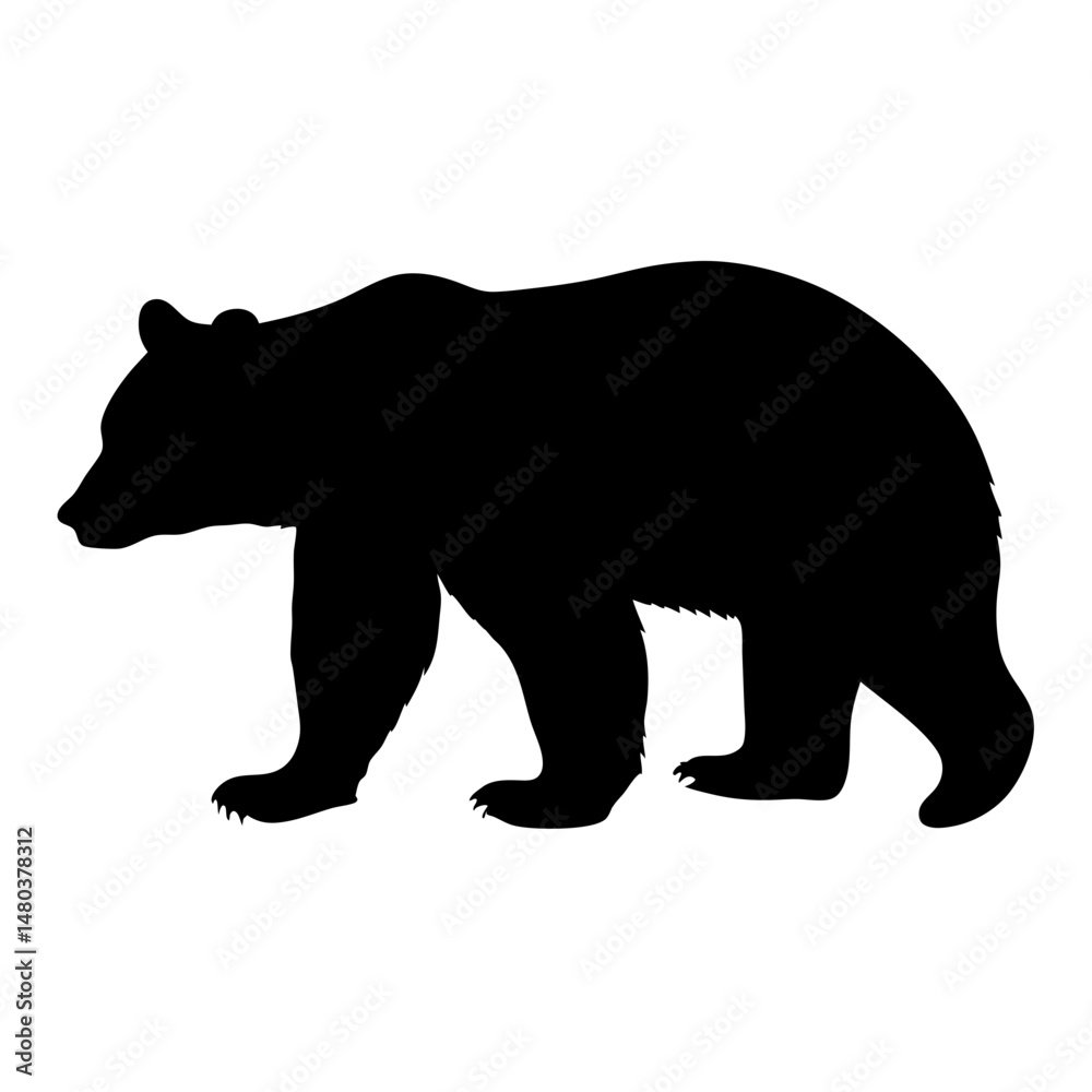 Fototapeta premium Bear silhouette vector illustration animal wildlife mammal nature predator grizzly black bear walking