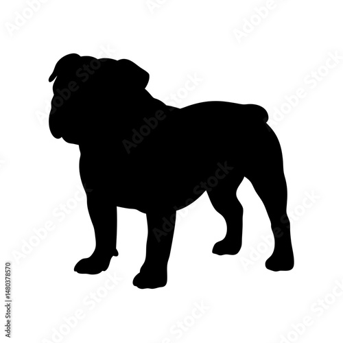 Silhouette of a bulldog pet animal dog breed canine domestic mammal companion puppy vector image art