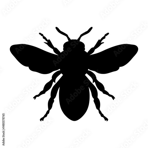 Silhouette of a bee insect flying honeybee illustration vector drawing bumblebee apiary design graphic
