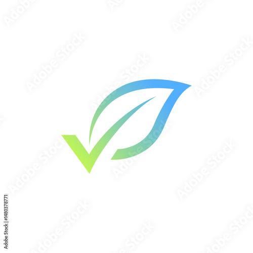 check list with leaf, simple, memorable logo, icon, business symbol