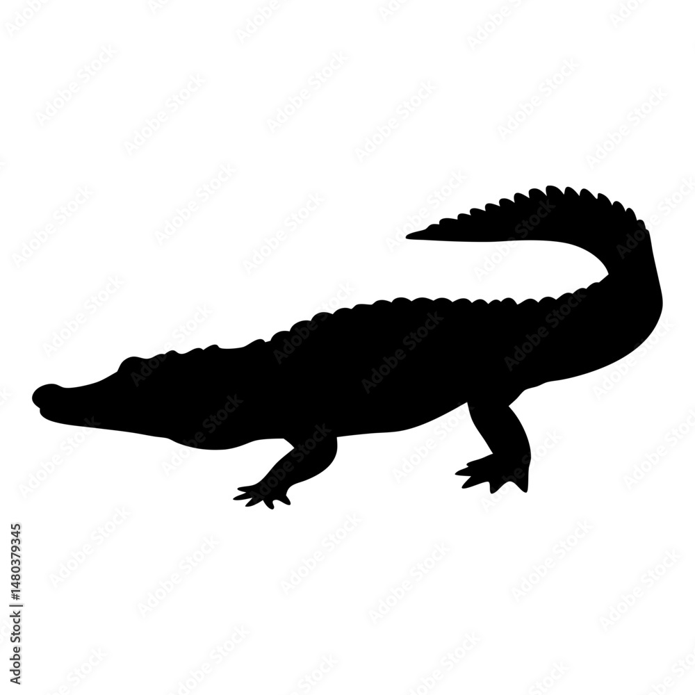 Obraz premium Alligator silhouette vector image of wildlife reptile predator animal illustration and graphic design template