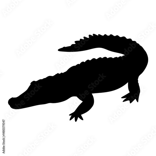 Alligator silhouette vector, reptile silhouette, crocodile silhouette, animal vector image design
