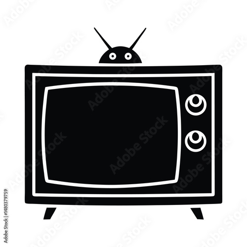 Horror TV silhouette vector