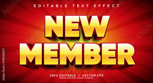  new member 3d vector text effect with modern style design