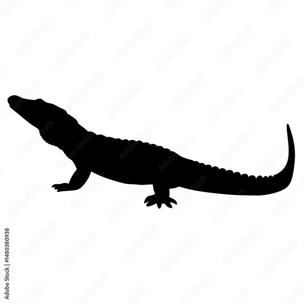Fototapeta premium Alligator silhouette vector illustration of reptile gator wildlife animal swamp predator danger crocodylus