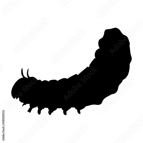 Caterpillar silhouette vector insect larva worm bug animal nature garden crawling pest wildlife black
