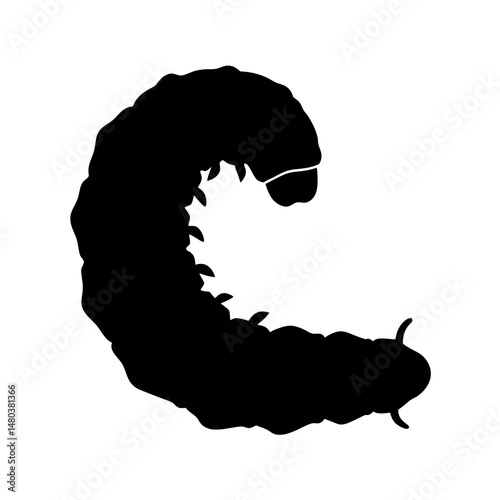 Black caterpillar larva insect bug pest animal nature wildlife garden crawling vector silhouette