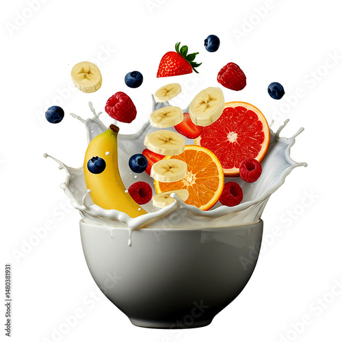 Vibrant Citrus Fruit Bowl with Oranges, Lemons, and Limes – Fresh Splash Against Black Background photo