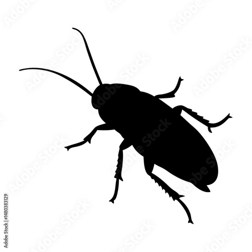 Illustration of cockroach silhouette, insect pest, vector graphic, bug, roach, pest control, creepy crawly
