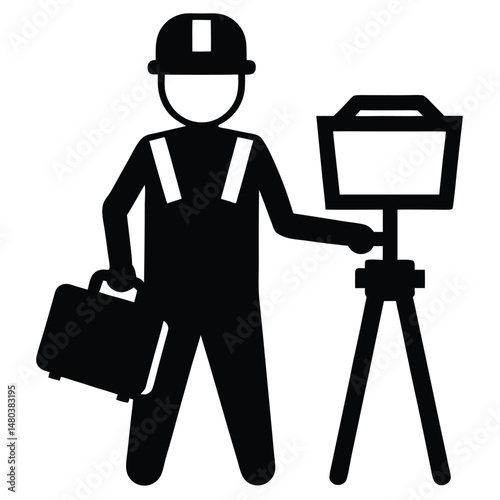 construction worker element isolated portable floo