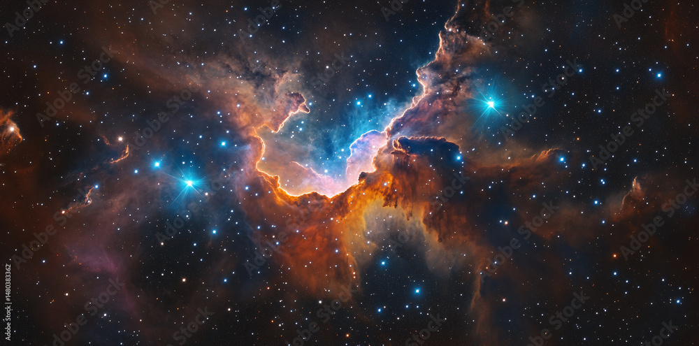 Obraz premium The grandeur of cosmic formation, a luminous nebula amidst a sea of stars