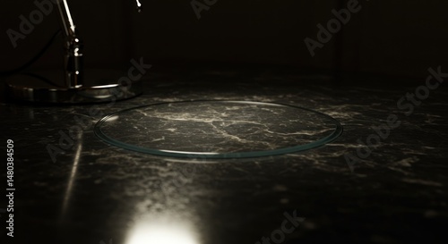 Glass plate on marble table - Photo