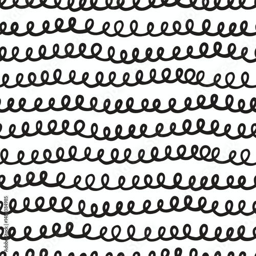 Hand drawn Scribbles striped seamless Pattern. Black and white Monochrome Background for design. Abstract Texture sketch