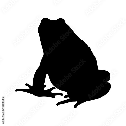 Black frog silhouette vector illustration amphibian animal wildlife nature design graphic art toad froggy clipart image isolated on white