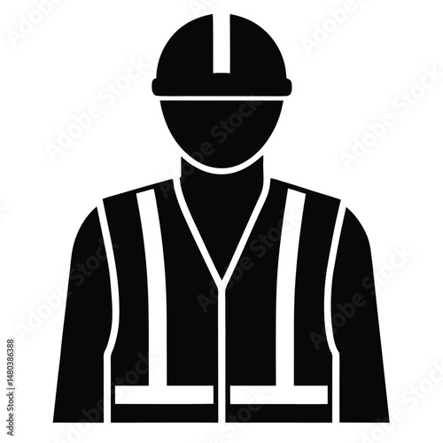 Construction worker element isolated reflective safety vest on white background