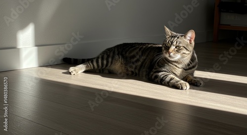 Cat Relaxing in Sunlight (Photo)