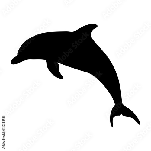 Dolphin silhouette vector ocean sea mammal marine animal aquatic wildlife underwater art design graphic