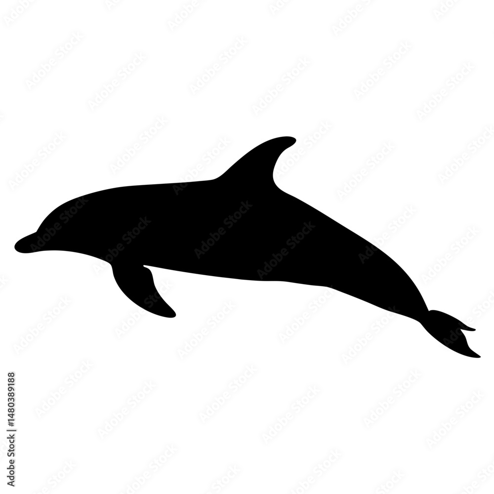 Fototapeta premium Dolphin silhouette vector art marine mammal ocean sea life aquatic animal design illustration graphic