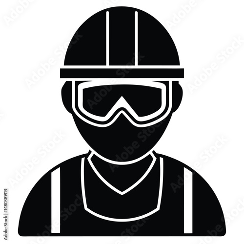 Construction worker element isolated safety goggles on white background