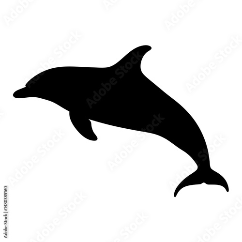 Dolphin silhouette vector illustration of marine mammal aquatic animal ocean wildlife sea creature design
