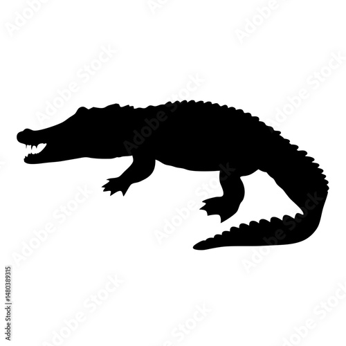 Alligator silhouette vector image of wildlife reptile predator animal illustration design graphic art