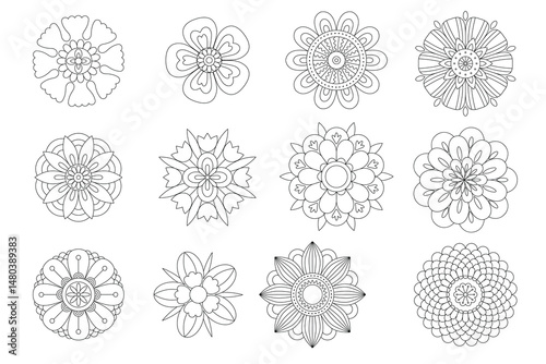 Henna tattoo doodle vector elements