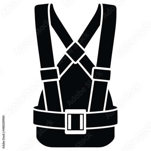 Construction worker element isolated safety harness belt on white background