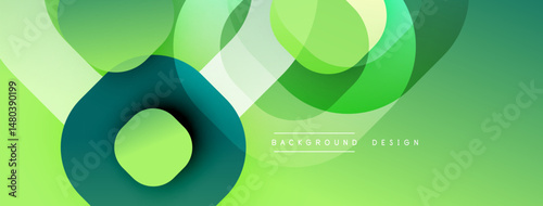 Abstract green design features overlapping circles, gradients. Modern aesthetic, clean lines, subtle texture. Background element for digital projects.