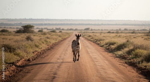 Zebra on a Road - Photo